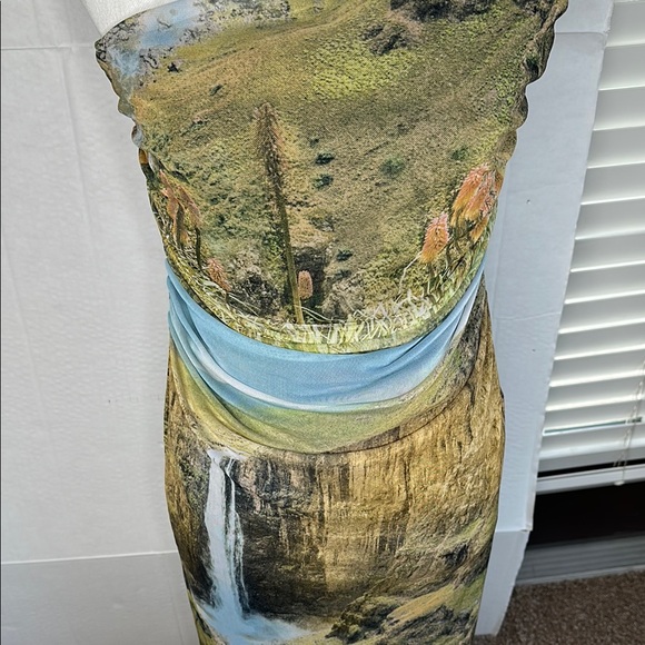 Zara Printed Mesh Maxi dress Size L - Picture 4 of 5